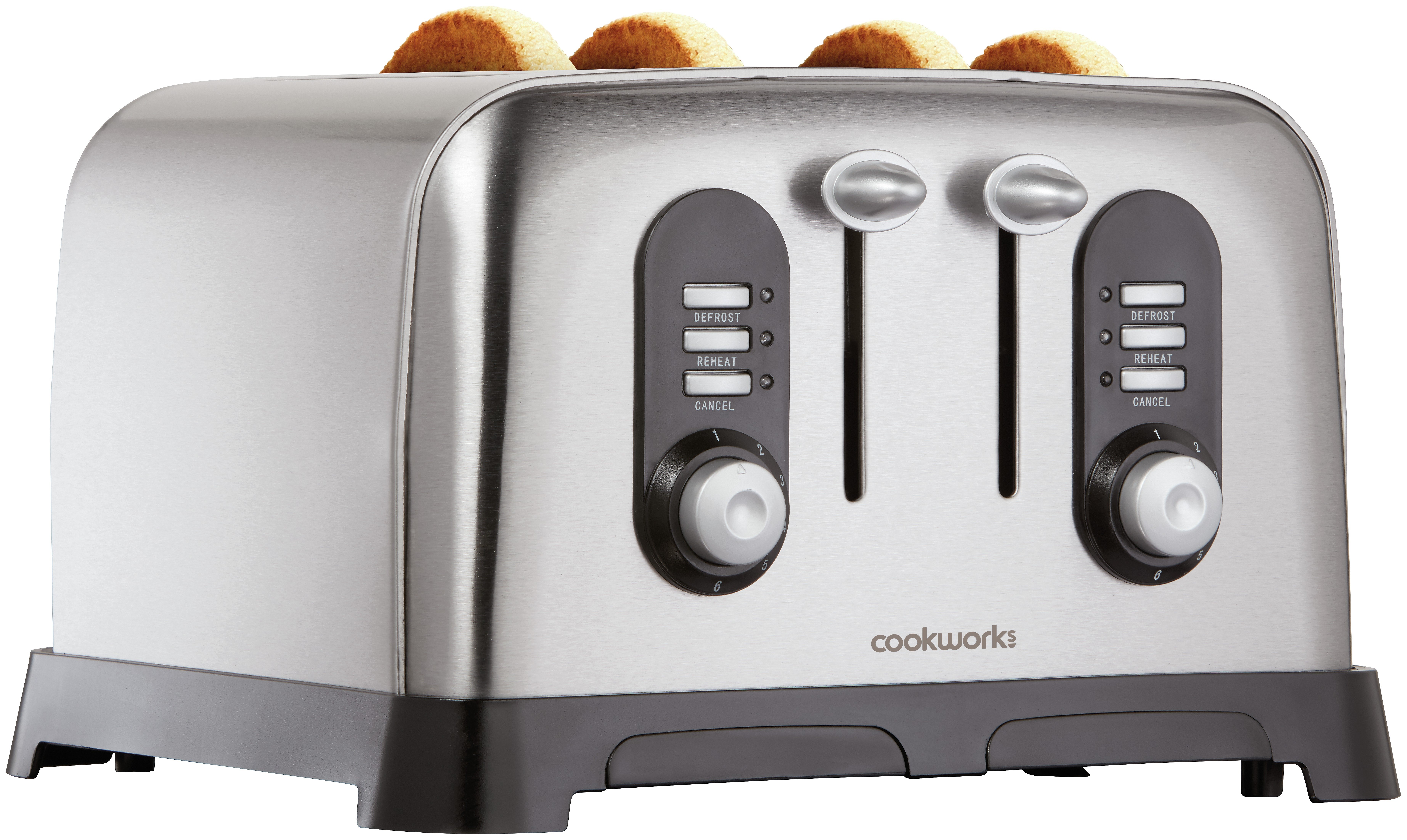 Cookworks 4 Slice Toaster Stainless Steel.