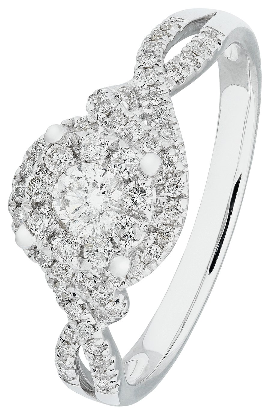 Revere 9ct White Gold 0.50ct tw Diamond Halo Trilogy Ring review