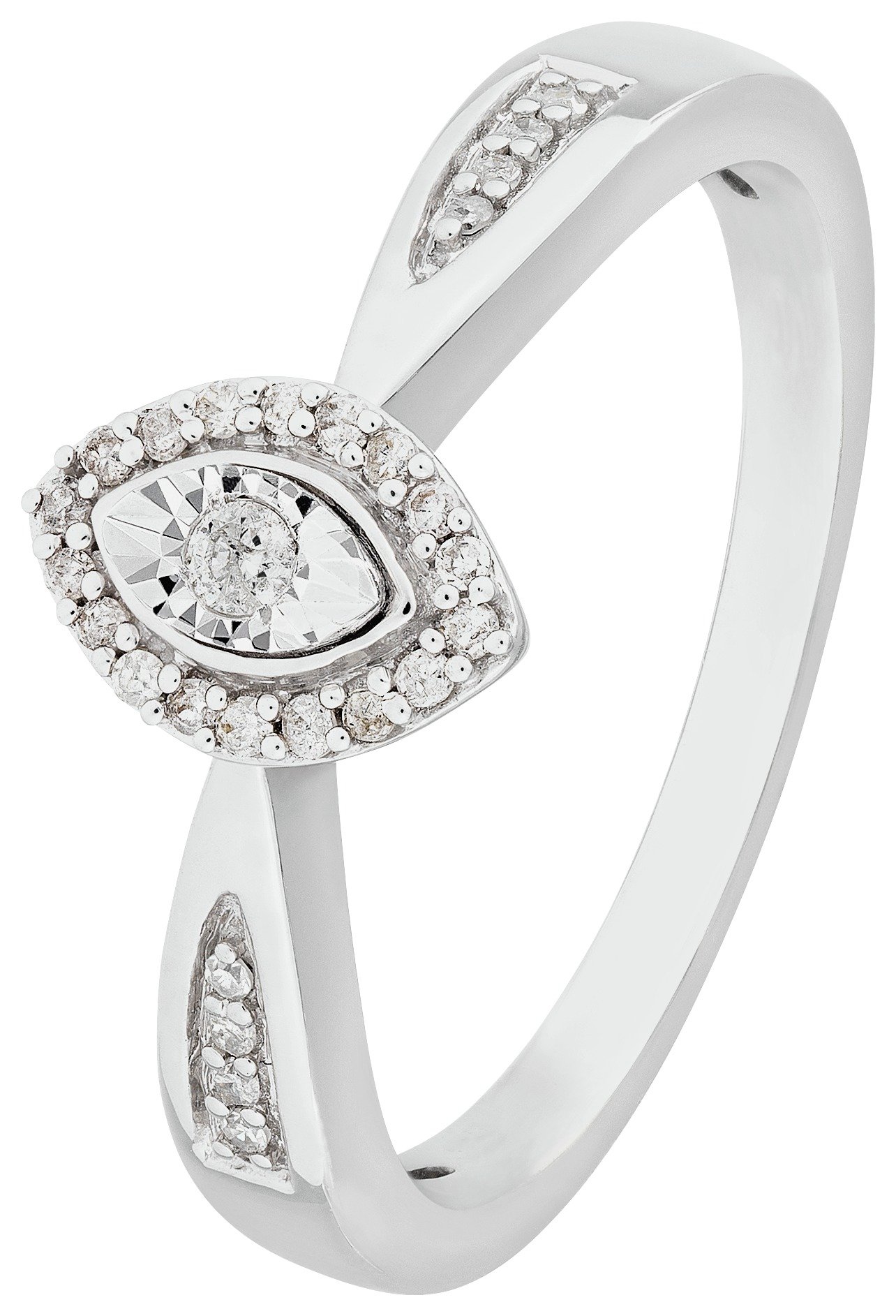 Revere 9ct White Gold 0.10ct tw Diamond Marquise Halo Ring review