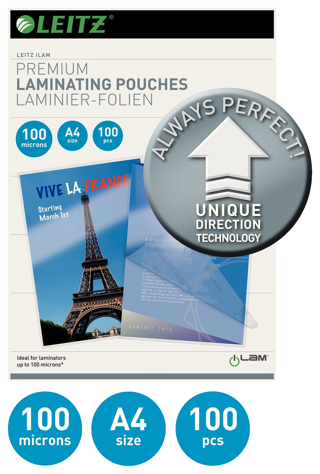 Leitz A4 100 Microns Laminating Pouches 100 pack. Review Review
