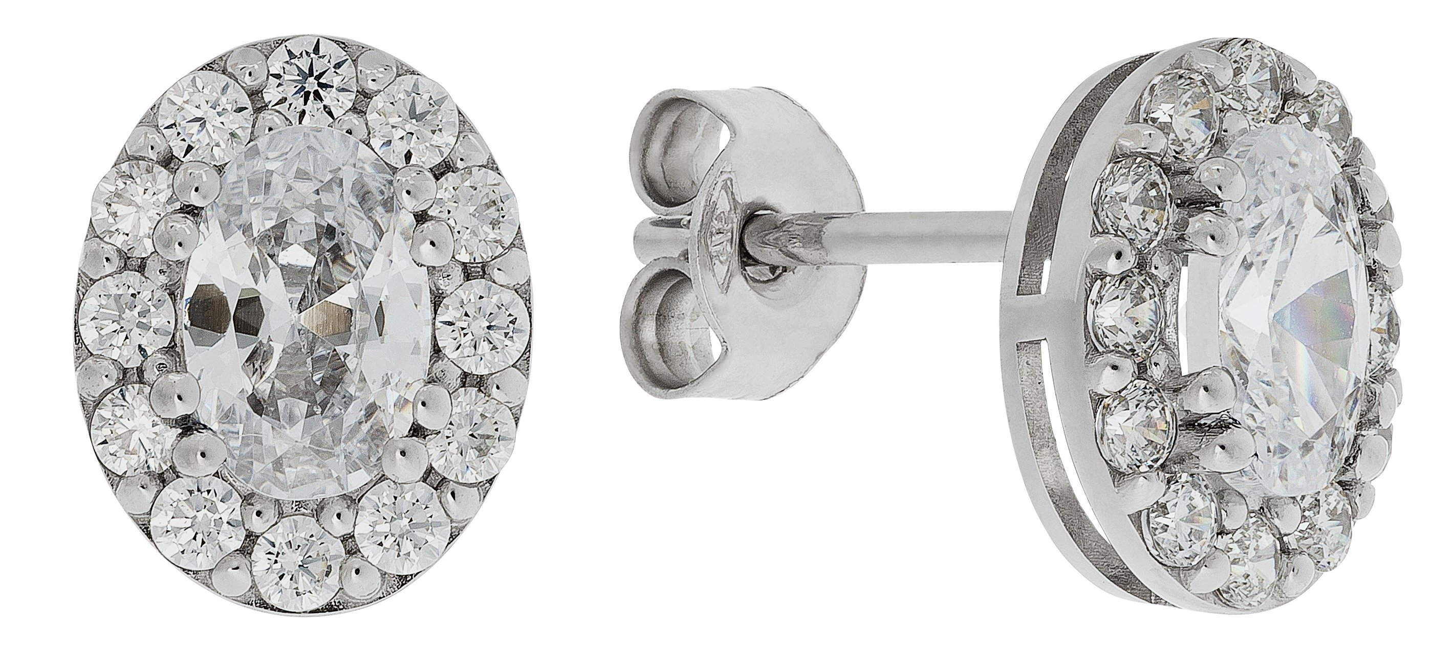 Revere 9ct White Gold Cubic Zirconia Oval Halo Earrings review