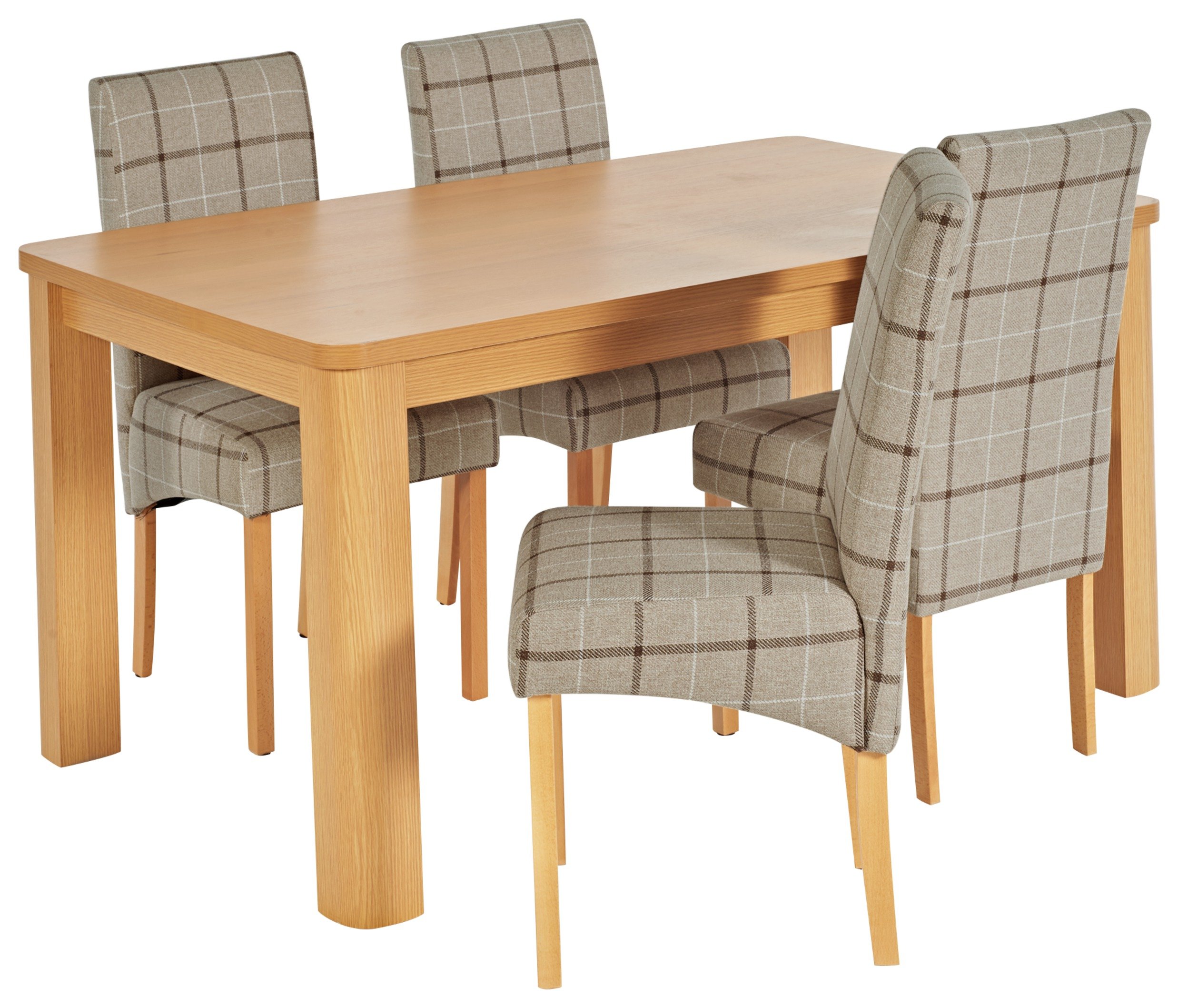 Collection Swanley Oak Veneer Table & 4 Chairs - Mink Check Review