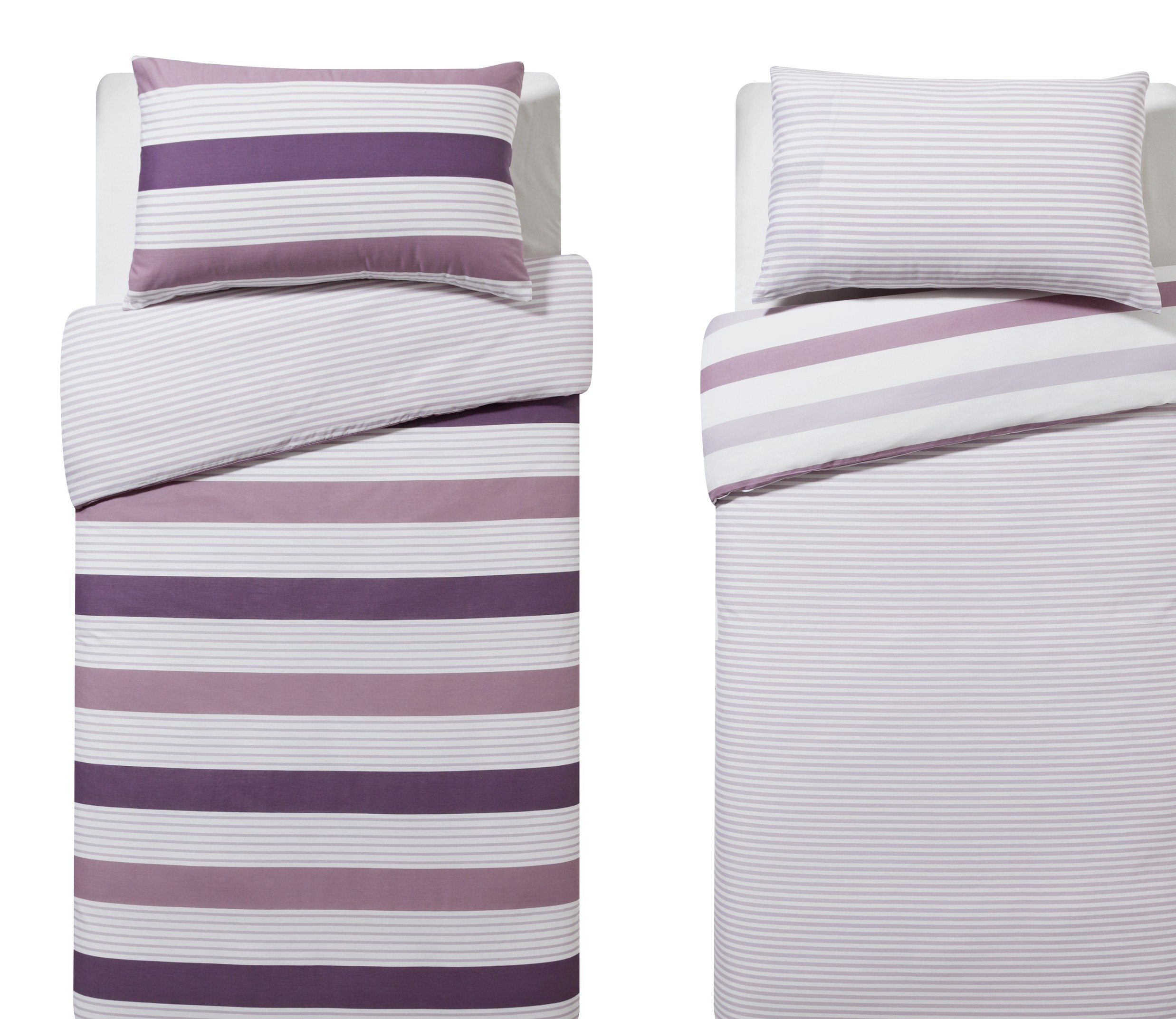 Review of HOME Plum Stripe Twin Pack Bedding Set Single