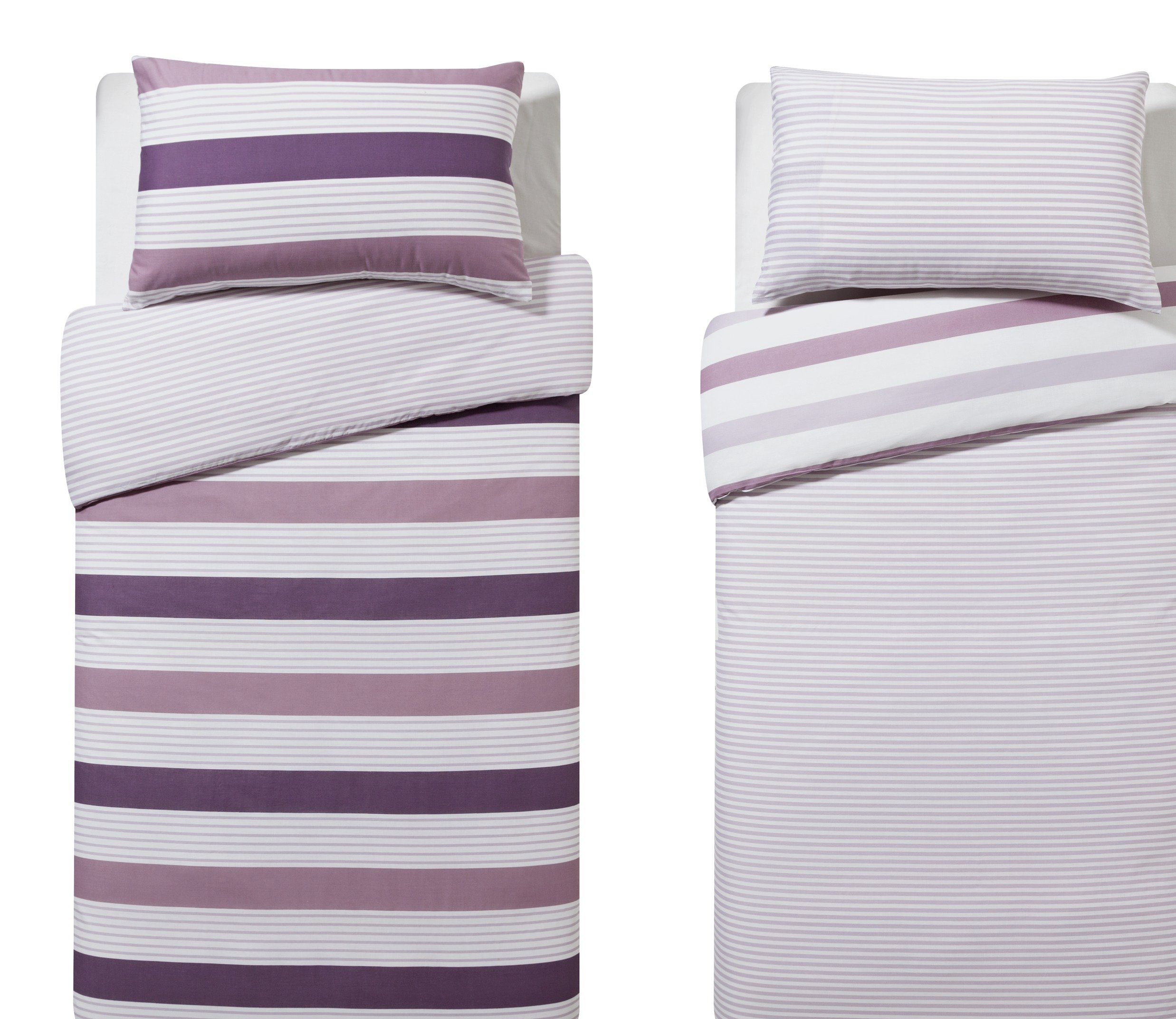 HOME Plum Stripe Twin Pack Bedding Set - Single Review