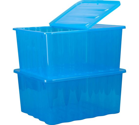 Buy HOME 2 x 48 Litre Blue Plastic Storage Boxes at Argos.co.uk Your