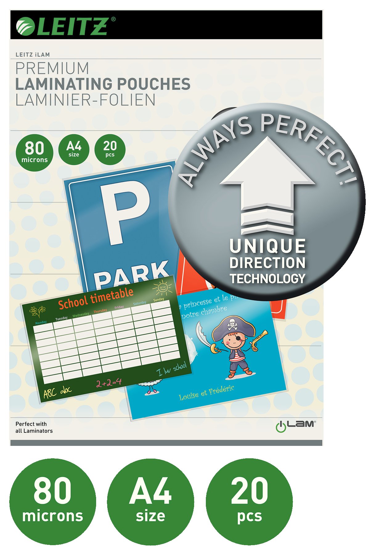 Leitz A4 80 Microns Laminating Pouches 20 pack. Review Review