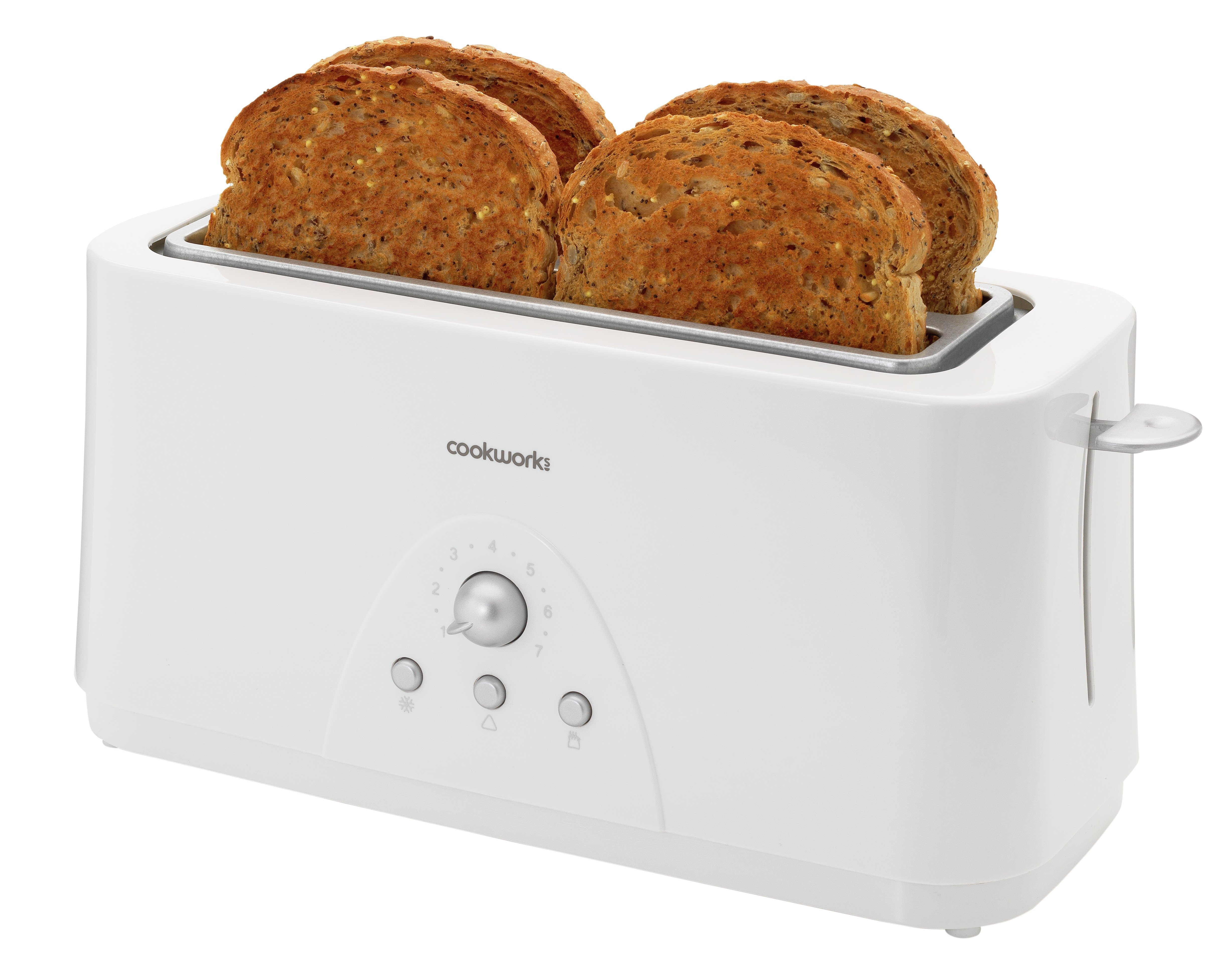 'Cookworks Long Slot 4 Slice Toaster - White