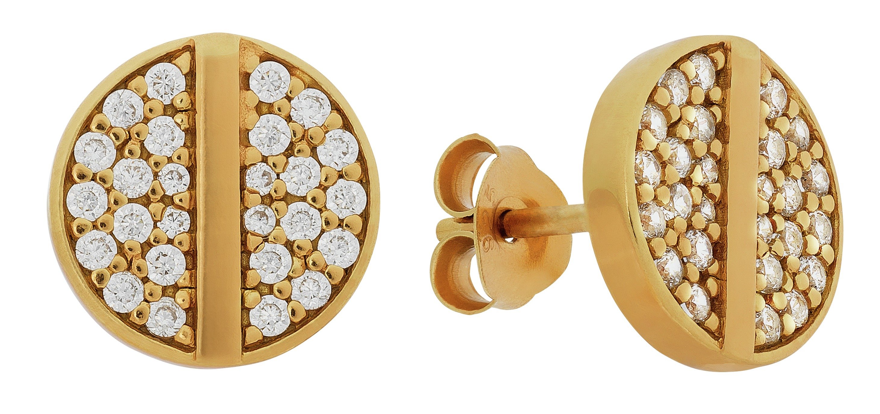 Revere 9ct Gold Plated Silver CZ Pave Round Stud Earrings review