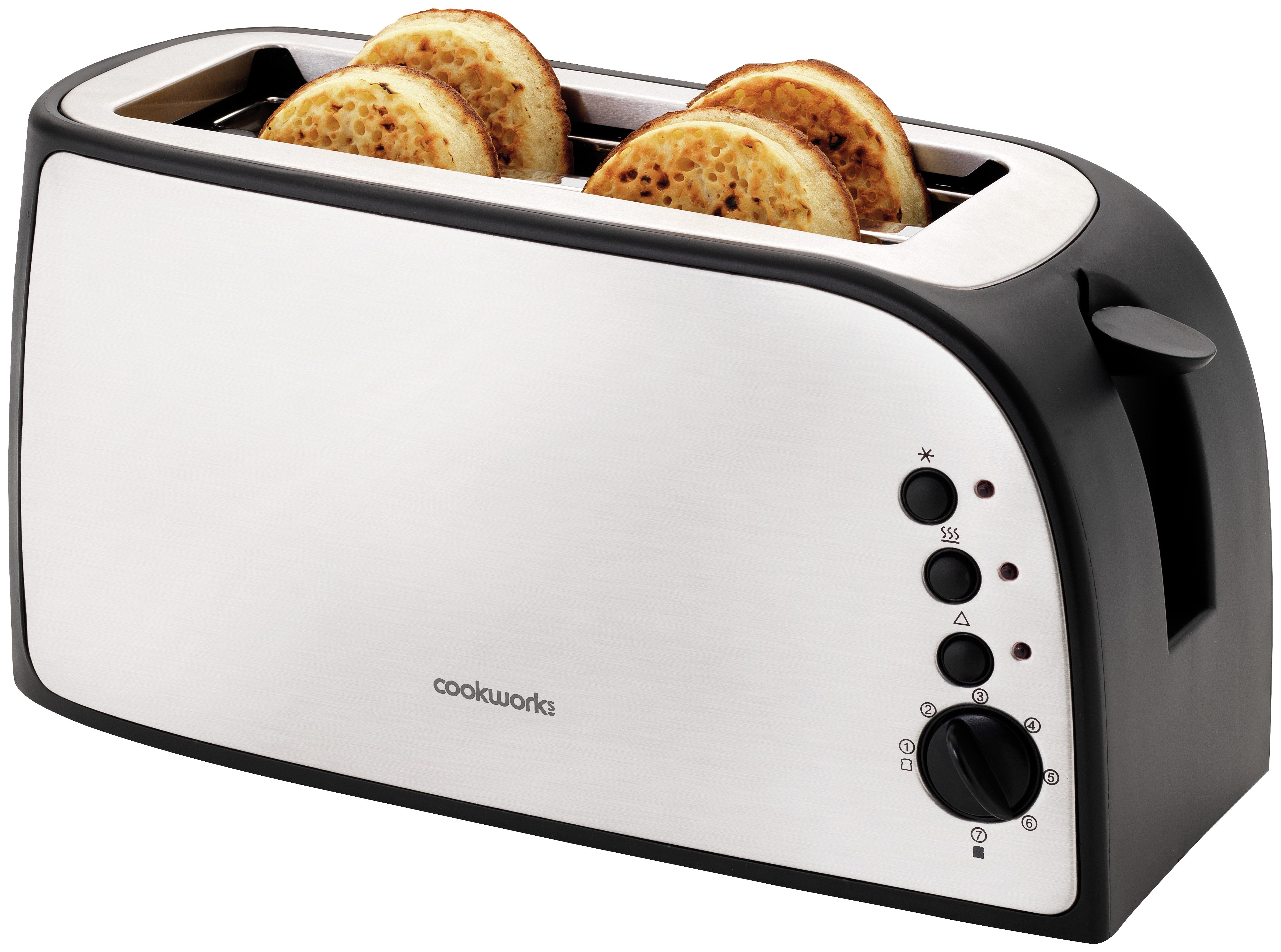 'Cookworks 4 Slice Toaster 1500 Watts - Stainless Steel