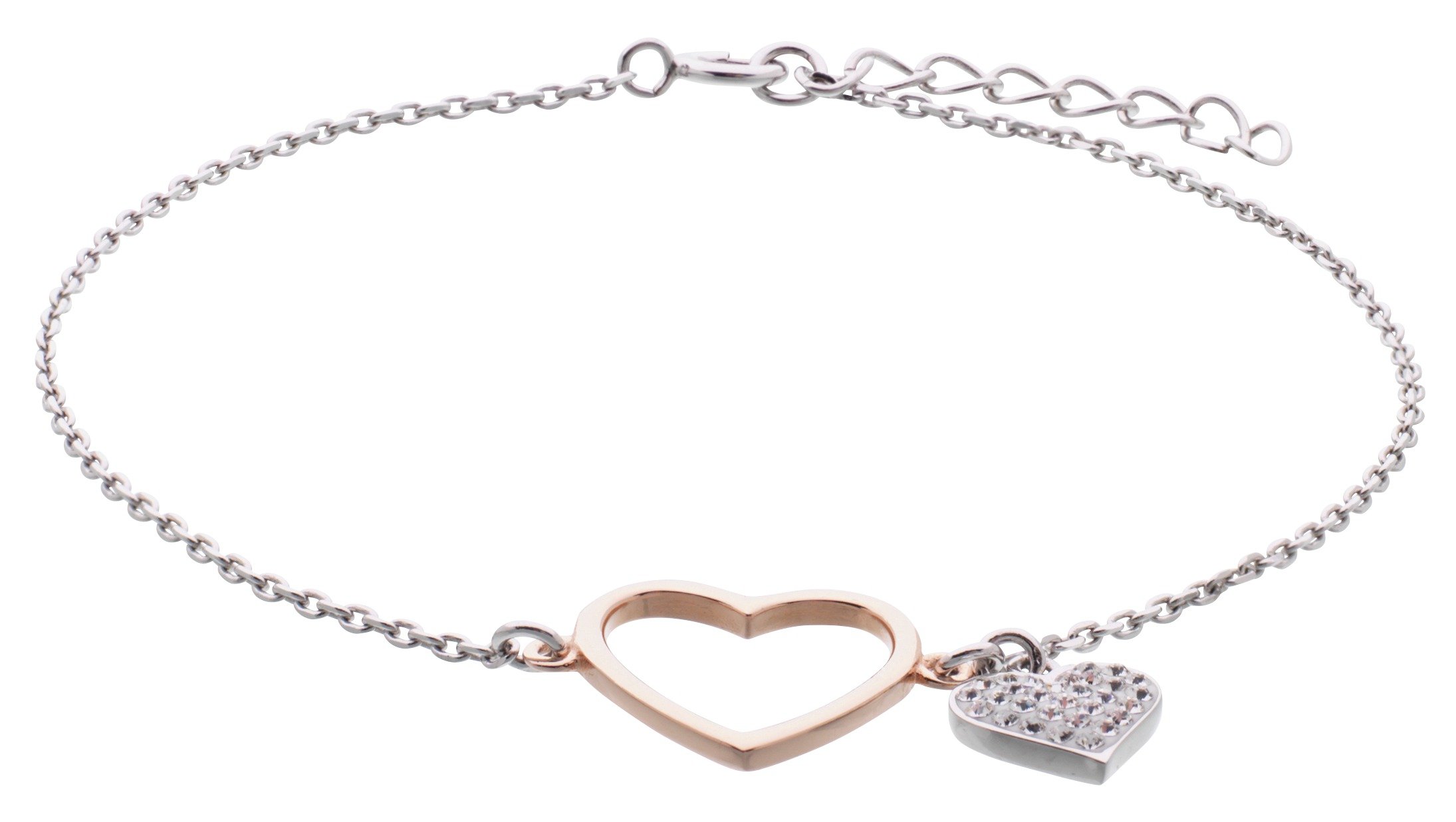 Review of Evoke Rose Gold Plated Silver Crystal Double Heart Bracelet