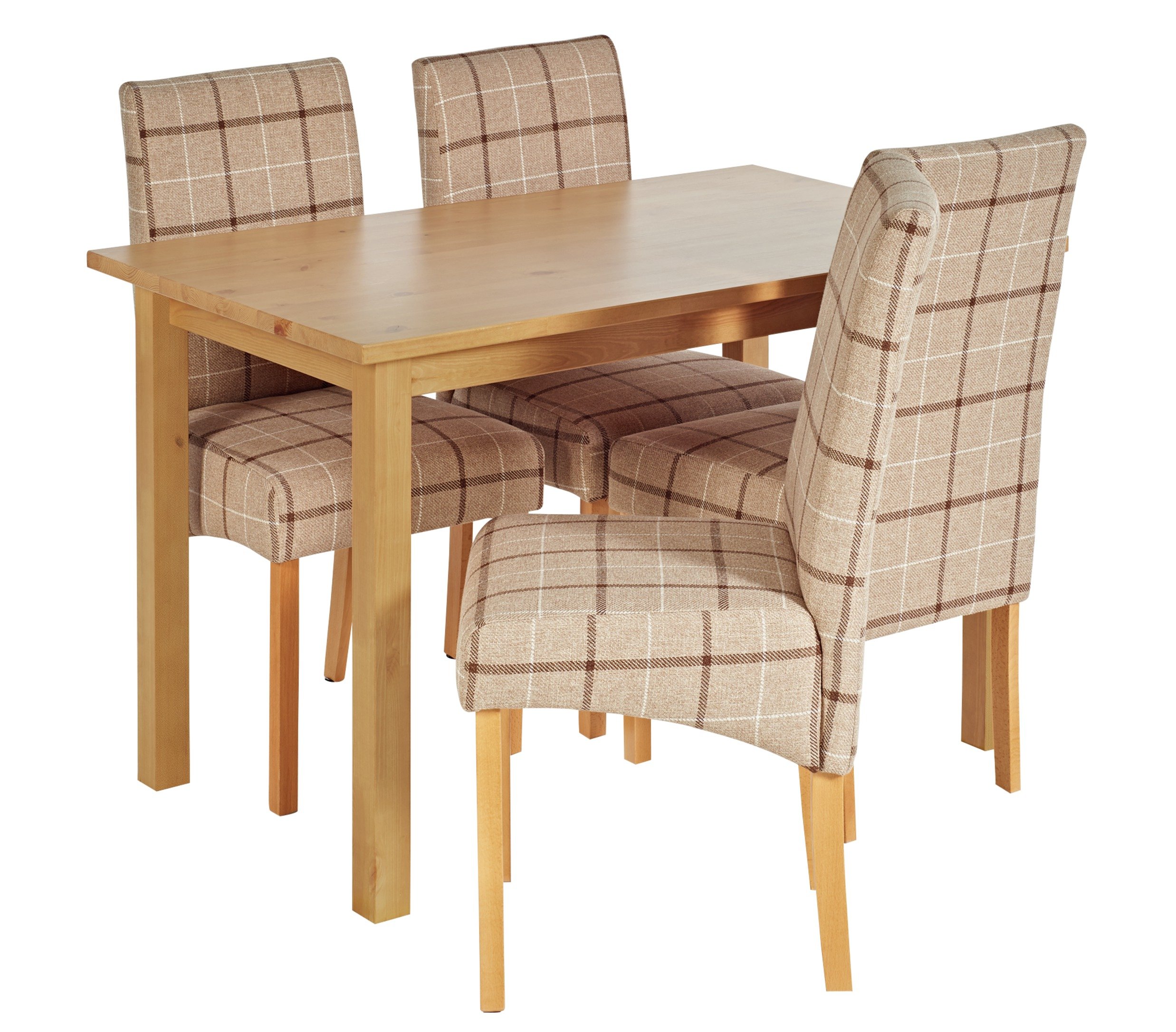 HOME Lincoln Solid Wood Table &4 Skirted Chairs - Mink Check Review