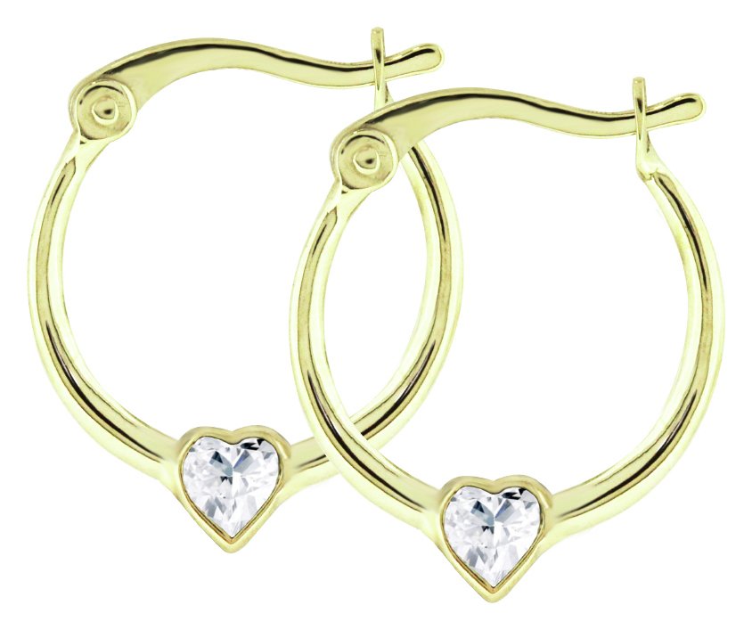 Revere Kid's 9ct Gold Cubic Zirconia Heart Creole Earrings Review