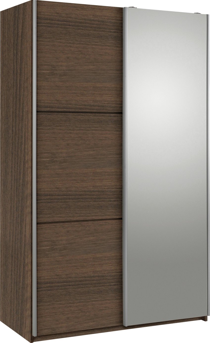 Hygena Bergen 2 Dr Small Sliding Wardrobe - Walnut & Mirror Review