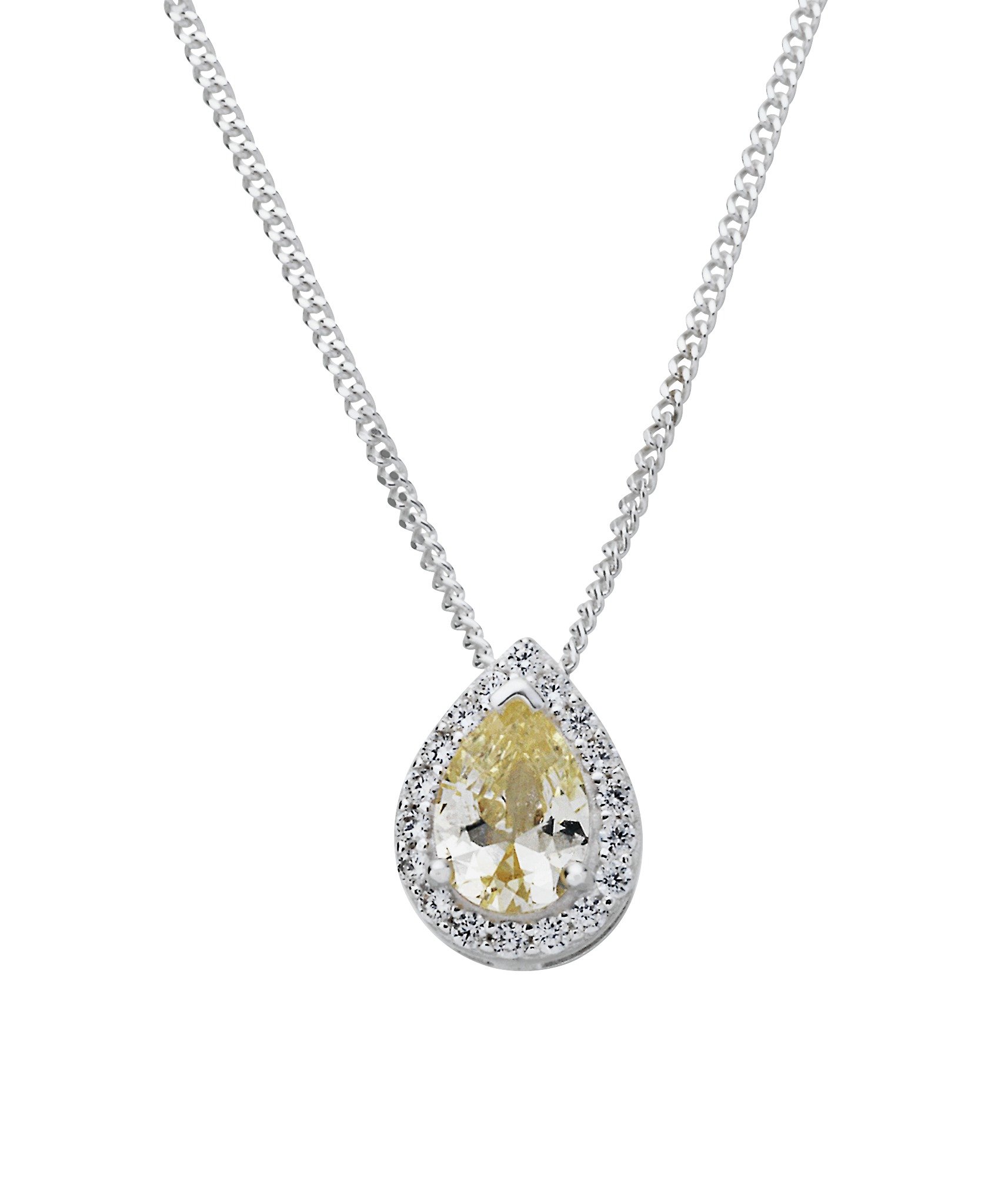 Revere Sterling Silver Yellow CZ Pear Halo Pendant review