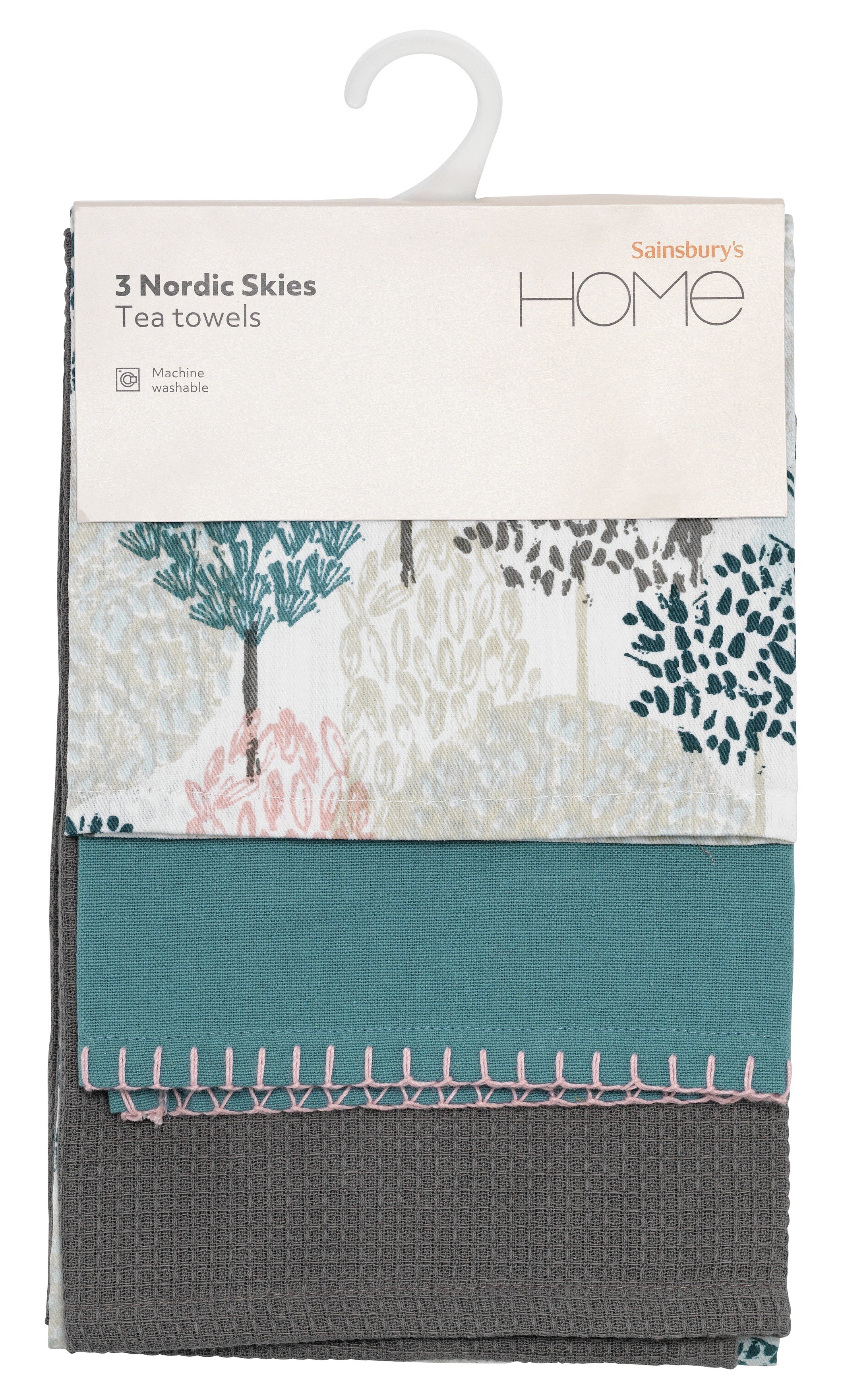 Review of Sainsbury's Home Pack of 3 Nordic Skies Tea Towels