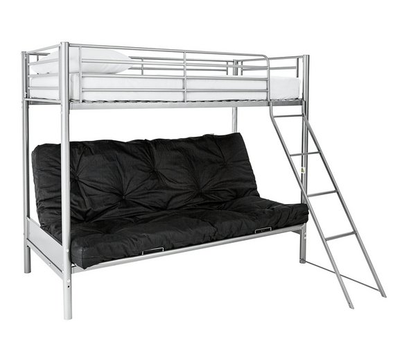 Buy HOME Metal Bunk Bed Frame with Futon Silver and Black at Argos.co