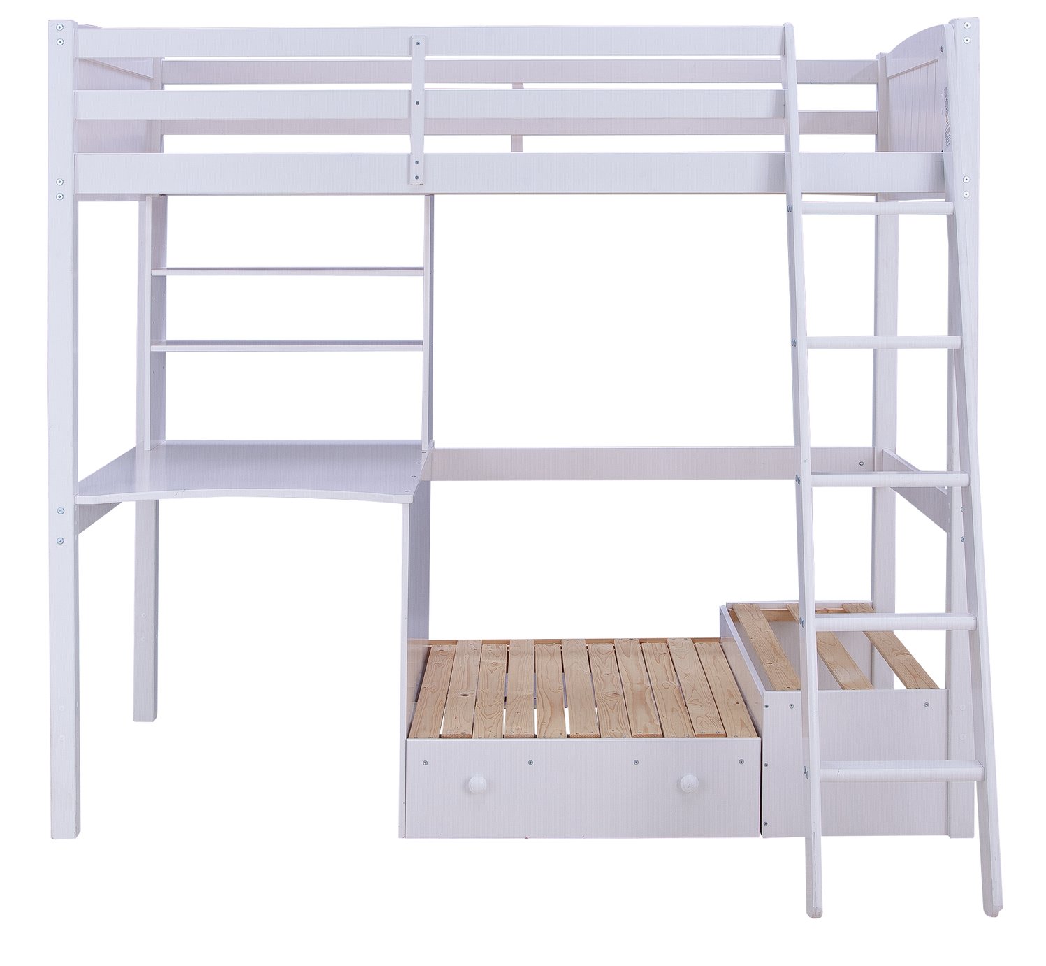 Buy HOME Classic High Sleeper Bed Frame & Blue Sofa Bed White at
