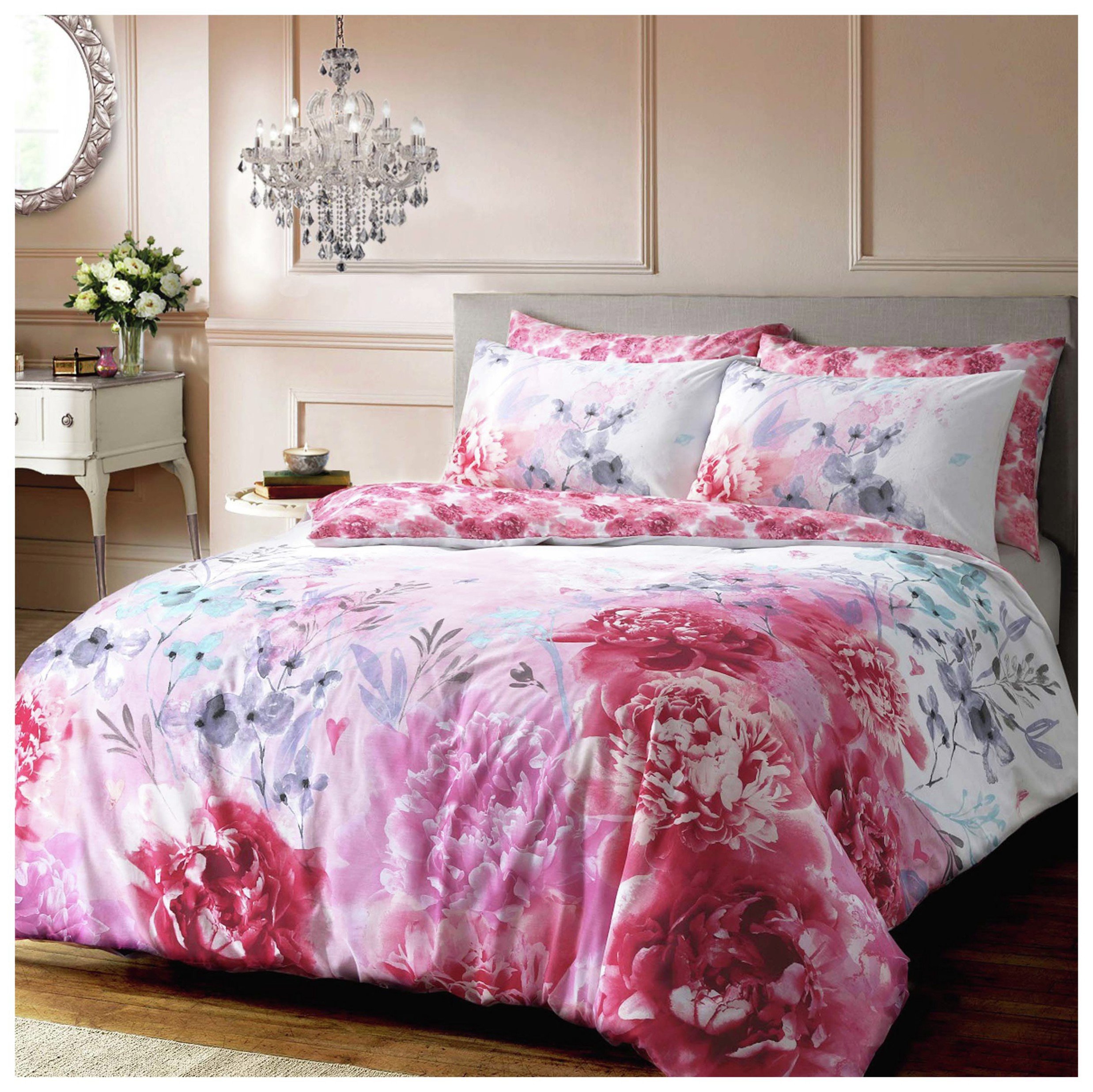Review of Pieridae Pink Bold Painted Floral Bedding Set Single