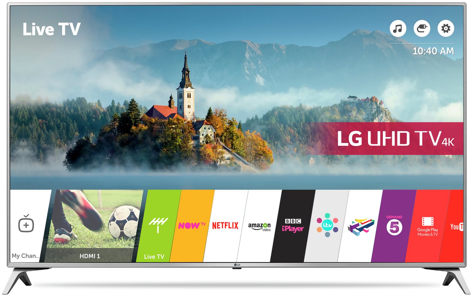 LG 60UJ651V 60 Inch Smart 4K Ultra HD TV with HDR.