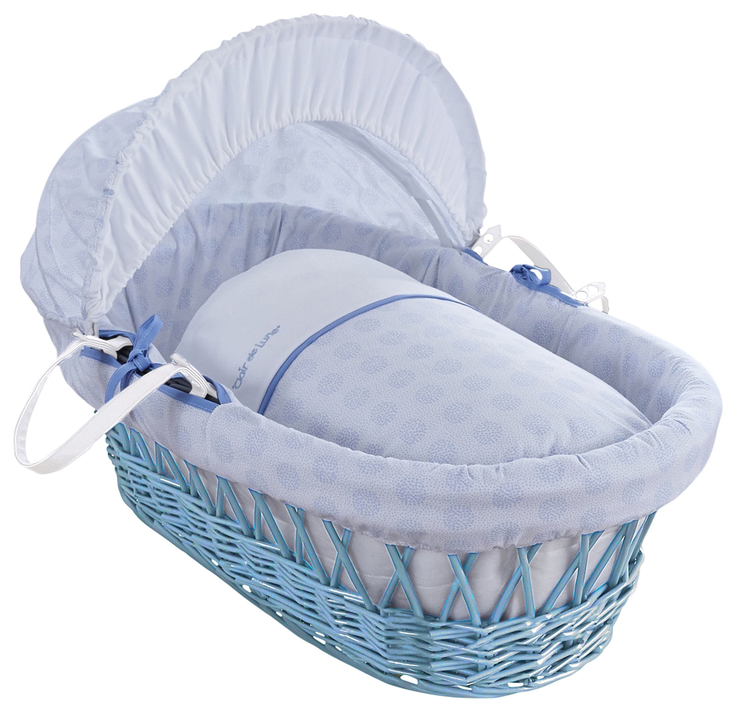 Clair de Lune Blue Speckles Blue Wicker Moses Basket Review