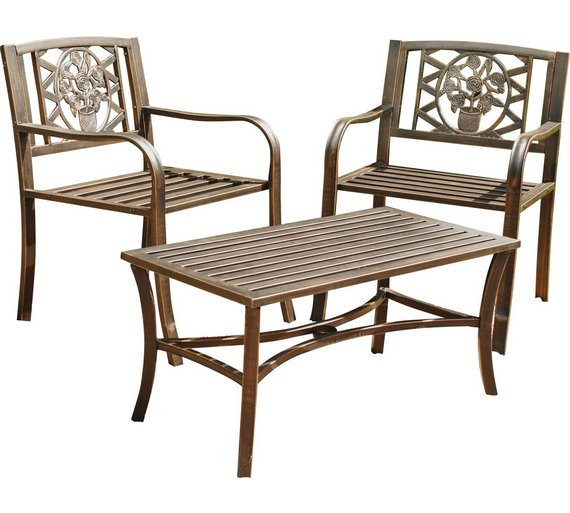 Buy Garden Armchairs with Cast Iron Inserts Set of 2 Brown at Argos