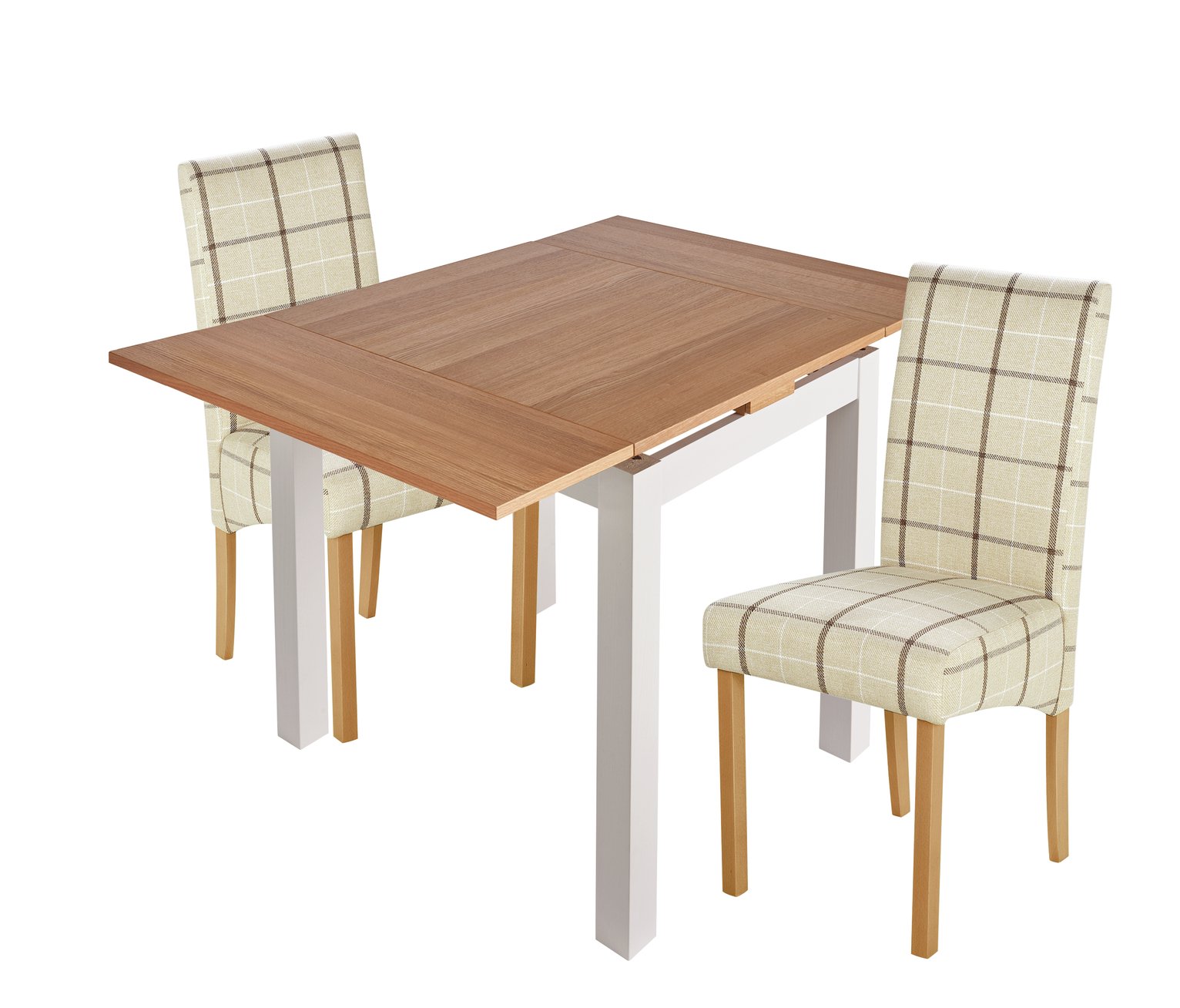 Collection Clifton Extendable Table & 2 Chairs - Cream Check & White Review