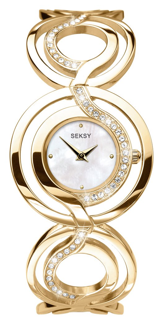 Seksy Ladies' White Dial Gold Colour Bracelet Watch review