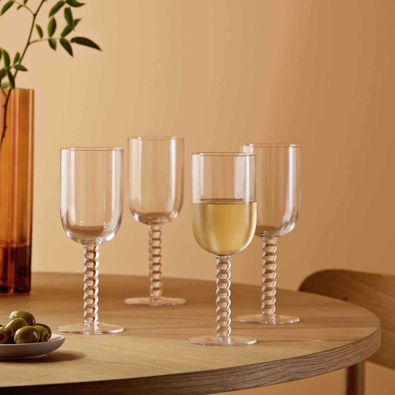 bobbin stem wine glasses pack of 4