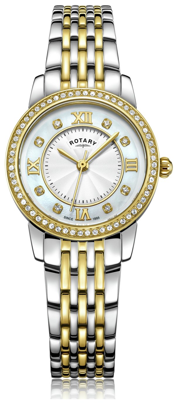 Rotary Ladies' Two Tone Gold Plated Crystal Set Watch review