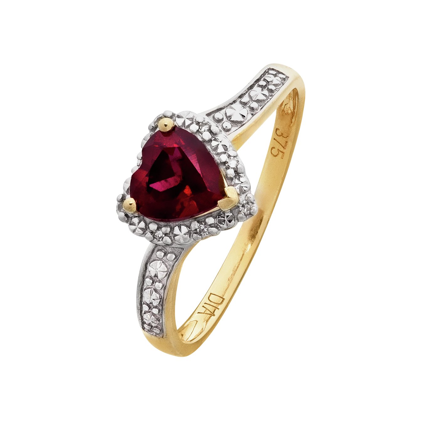 Revere 9ct Gold Created Ruby and Diamond Accent Heart Ring review