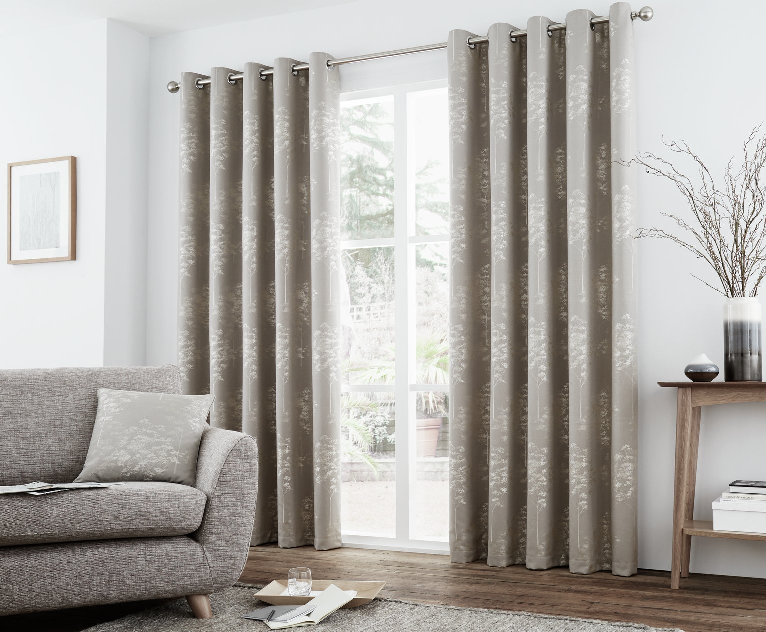 Curtina Elmwood Lined Curtains - 168x183cm - Stone Review