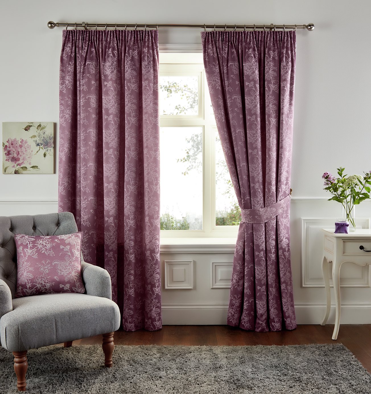 Fusion Ilsa Lined Curtains - 168x137cm - Heather Review