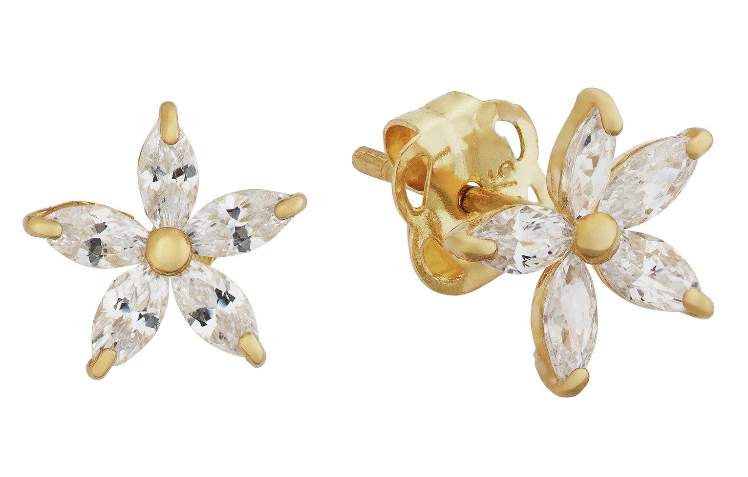 Revere 9ct Gold Cubic Zirconia Flower Stud Earrings review