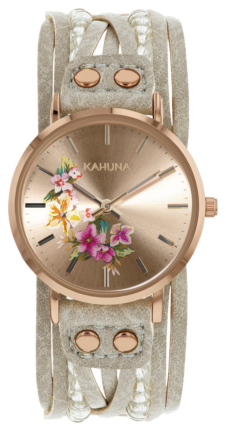 Kahuna Ladies' Rose Gold Coloured Grey Beaded Strap Watch review