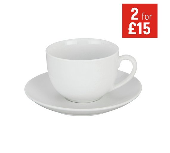 Buy HOME 4 Piece Porcelain Tea Cup and Saucer Set White