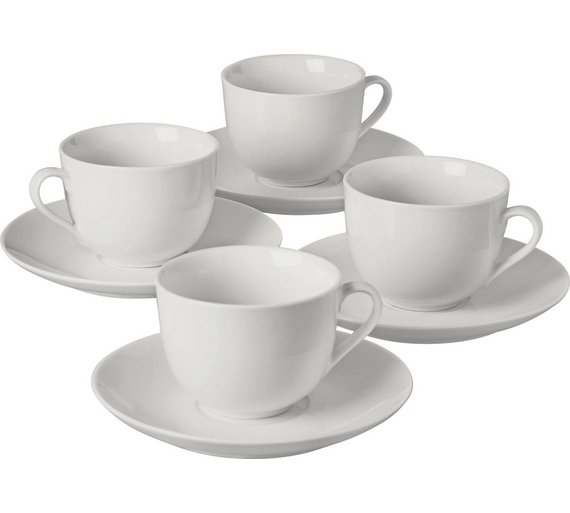 Buy HOME 4 Piece Porcelain Tea Cup and Saucer Set White at Argos.co