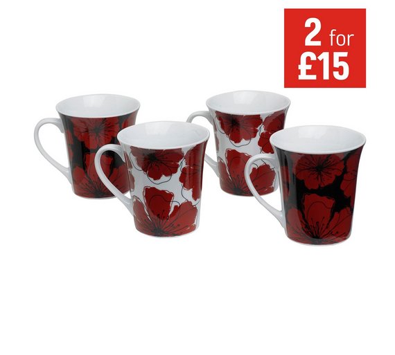 Buy HOME Set of 4 Poppies Mugs at Argos.co.uk Your Online Shop for