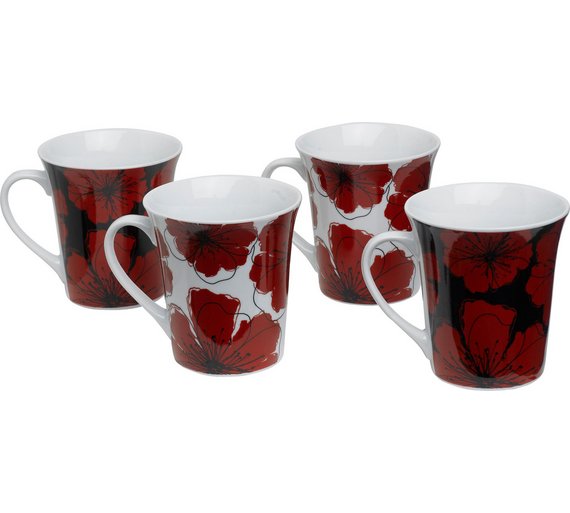 Buy HOME Set of 4 Poppies Mugs at Argos.co.uk Your Online Shop for