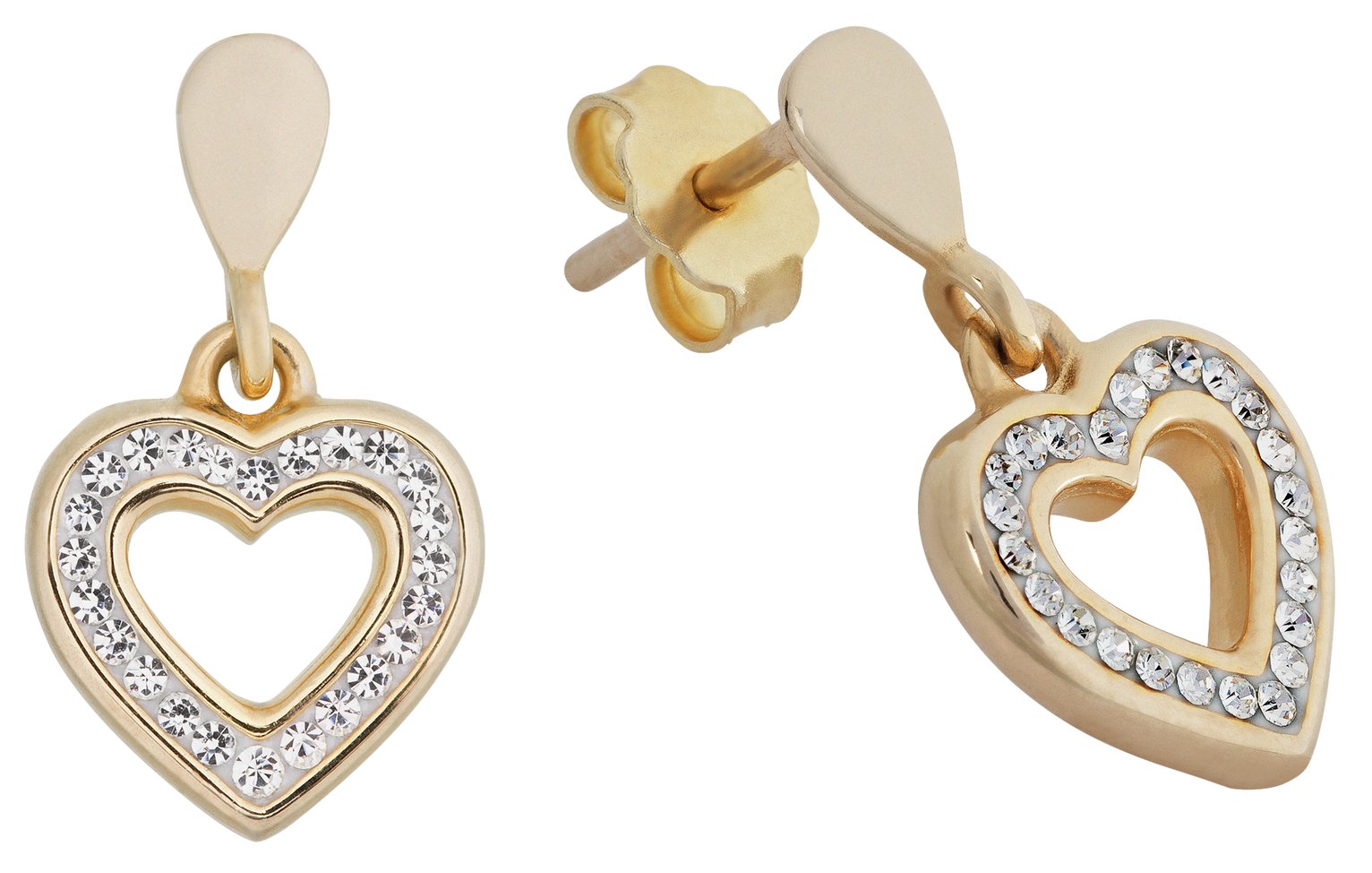 Evoke 9ct Gold Plated Silver Crystal Set Open Heart Earrings review