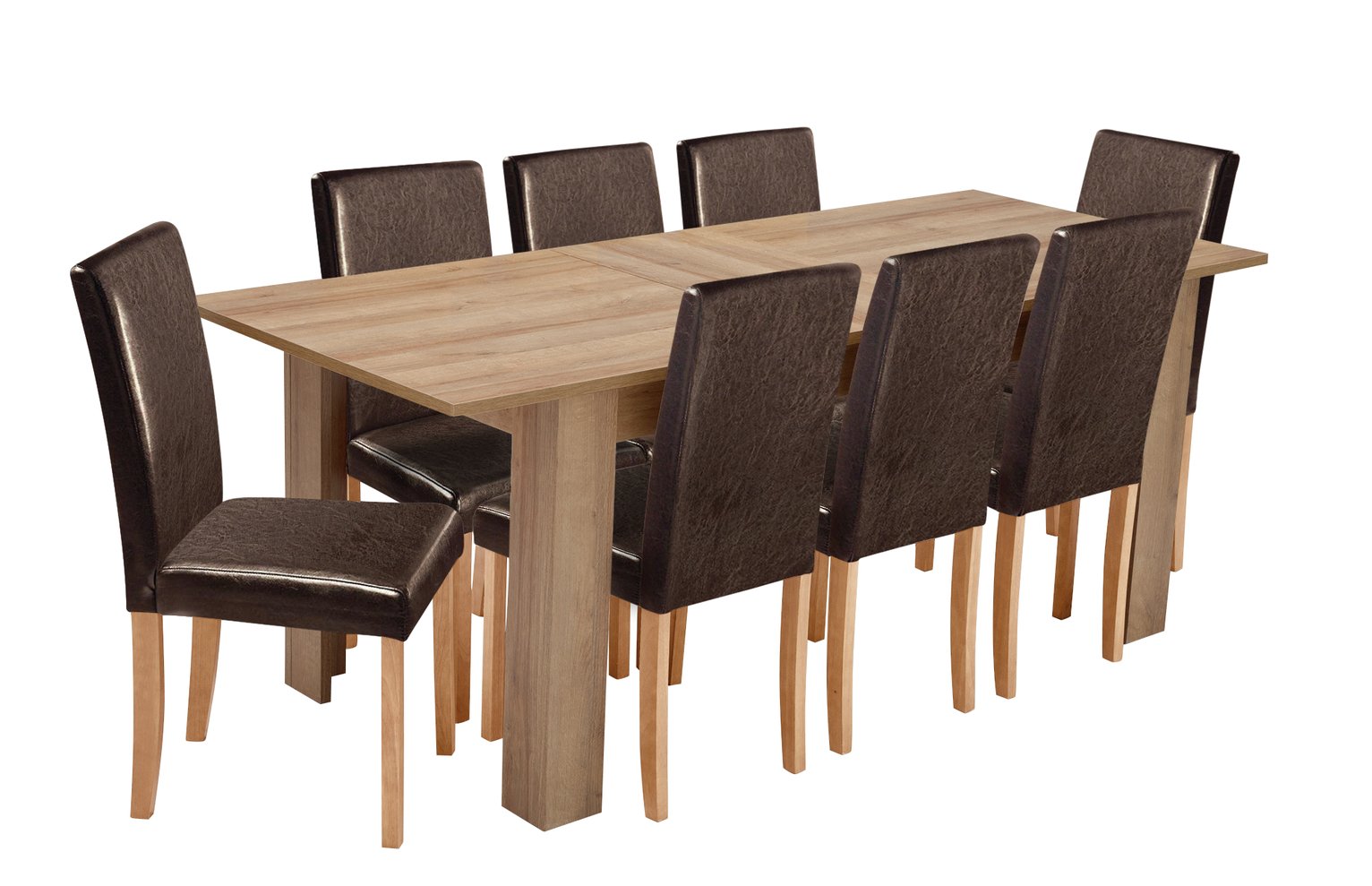 HOME Miami XL Extendable Dining Table & 8 Chairs - Chocolate Review