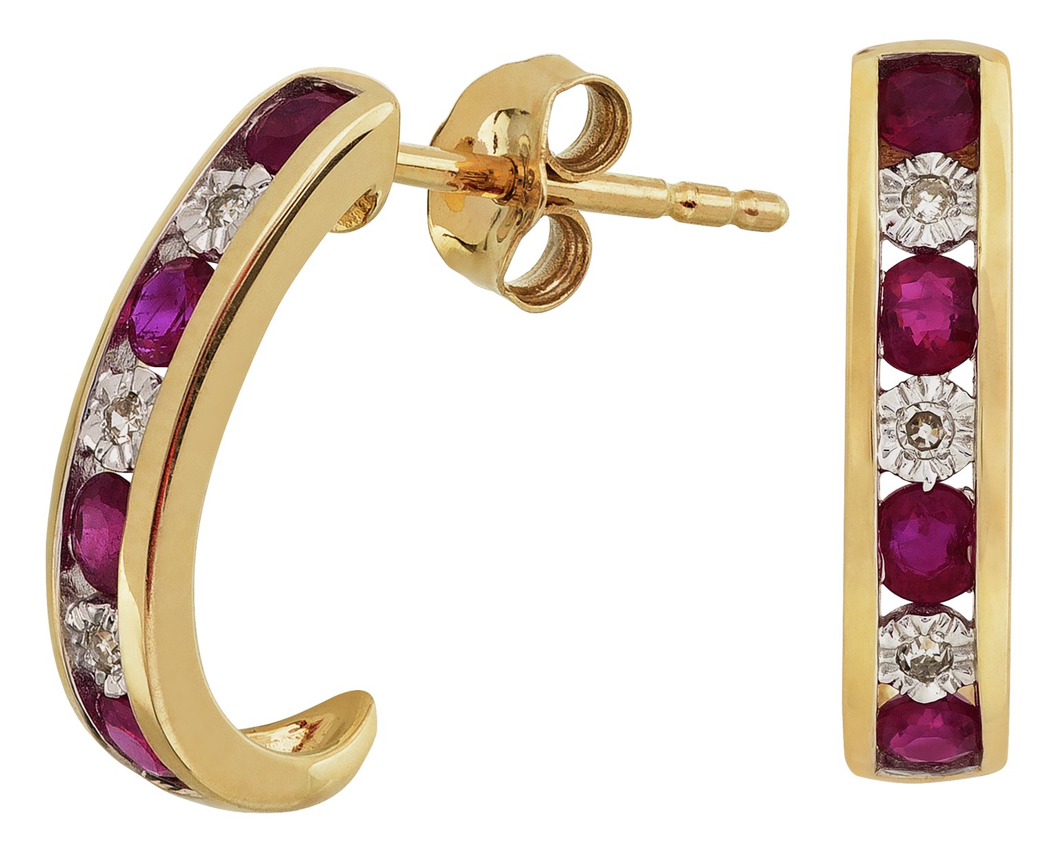 Revere 9ct Gold Ruby and Diamond Accent Earrings review