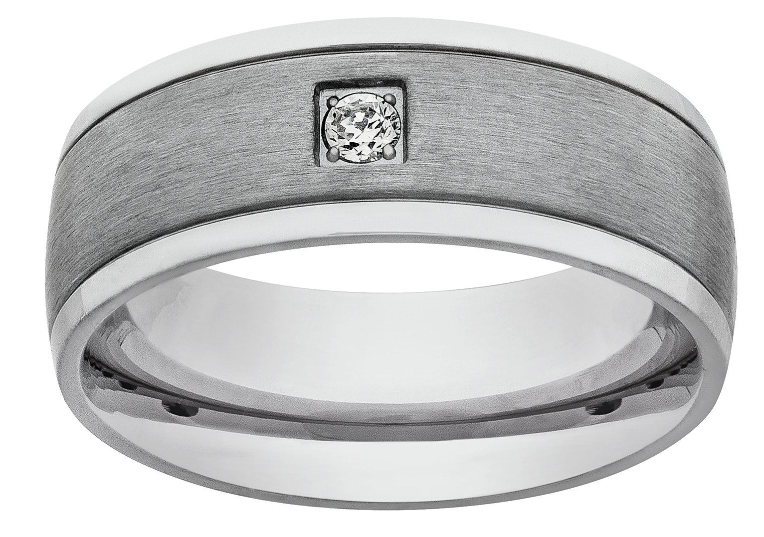 Revere Men's Stainless Steel Matt and Polished CZ Ring review