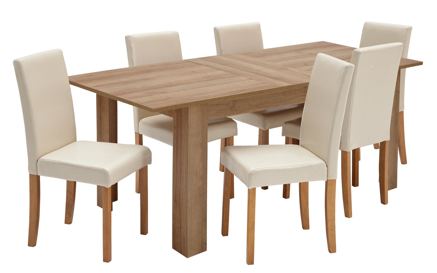 HOME Miami XL Extendable Dining Table & 6 Chairs - Cream Review