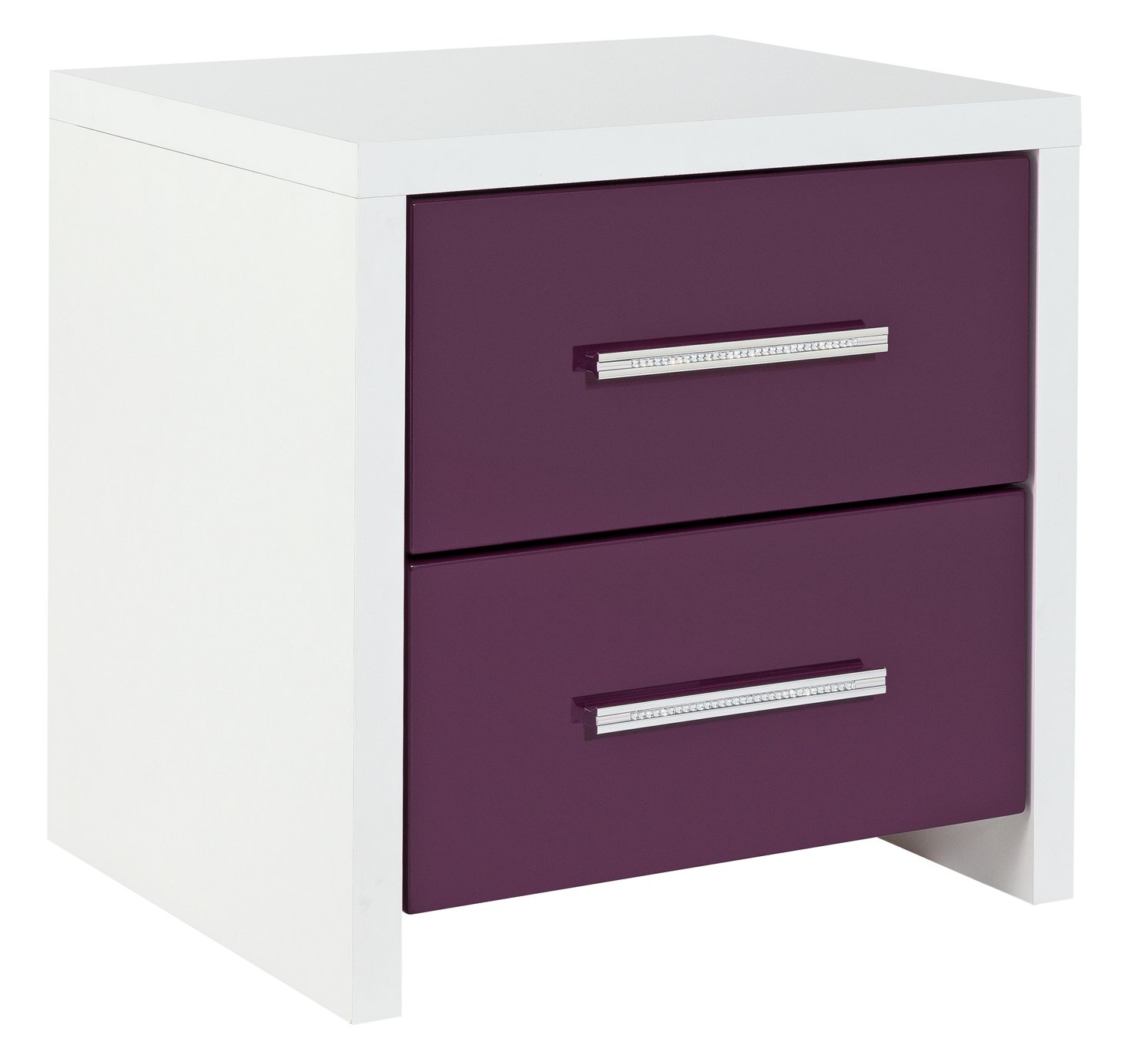 HOME Broadway 2 Drawer Bedside Chest - Plum Gloss & White Review