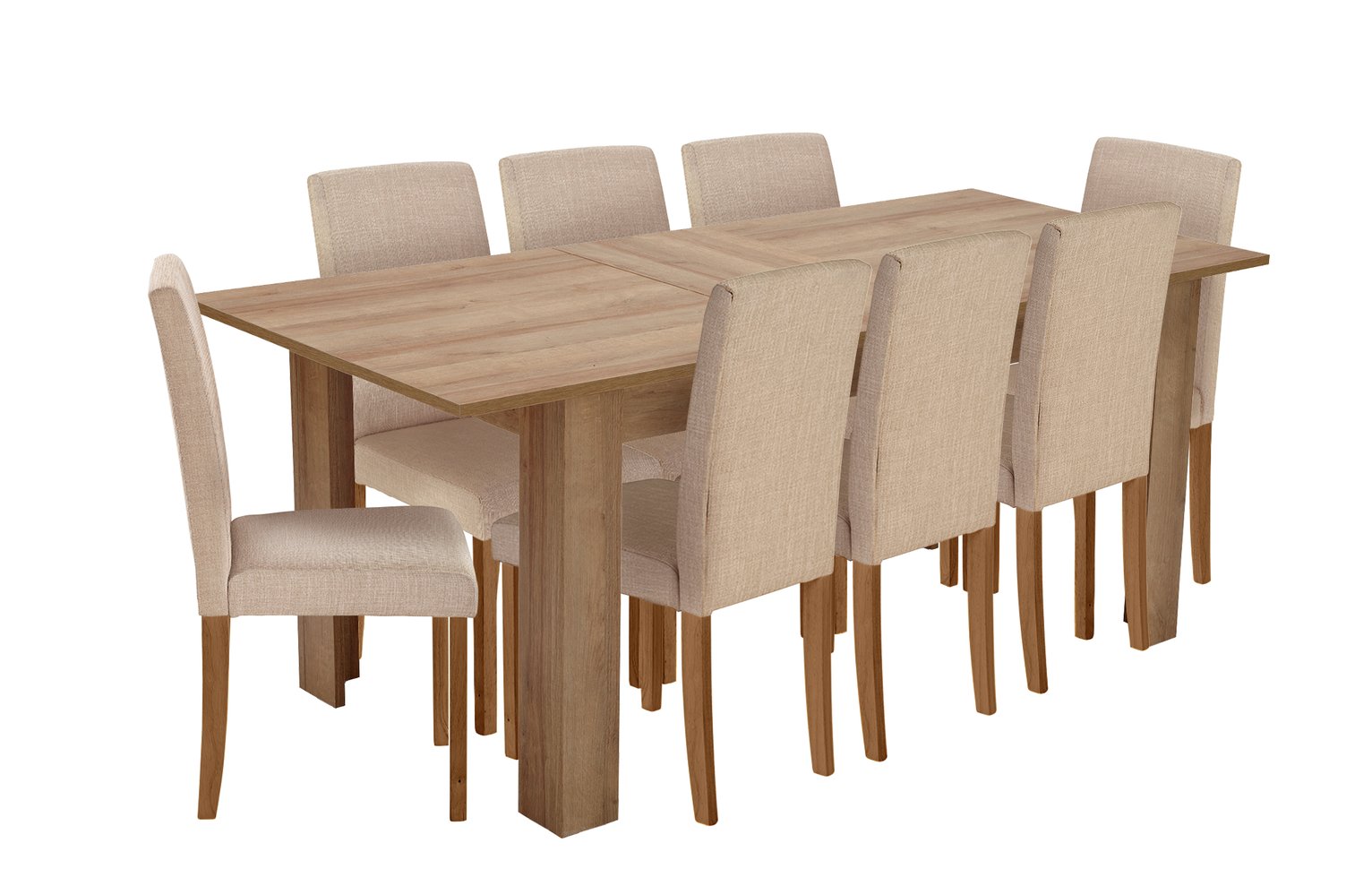 HOME Miami XL Extendable Dining Table & 8 Chairs - Oatmeal Review