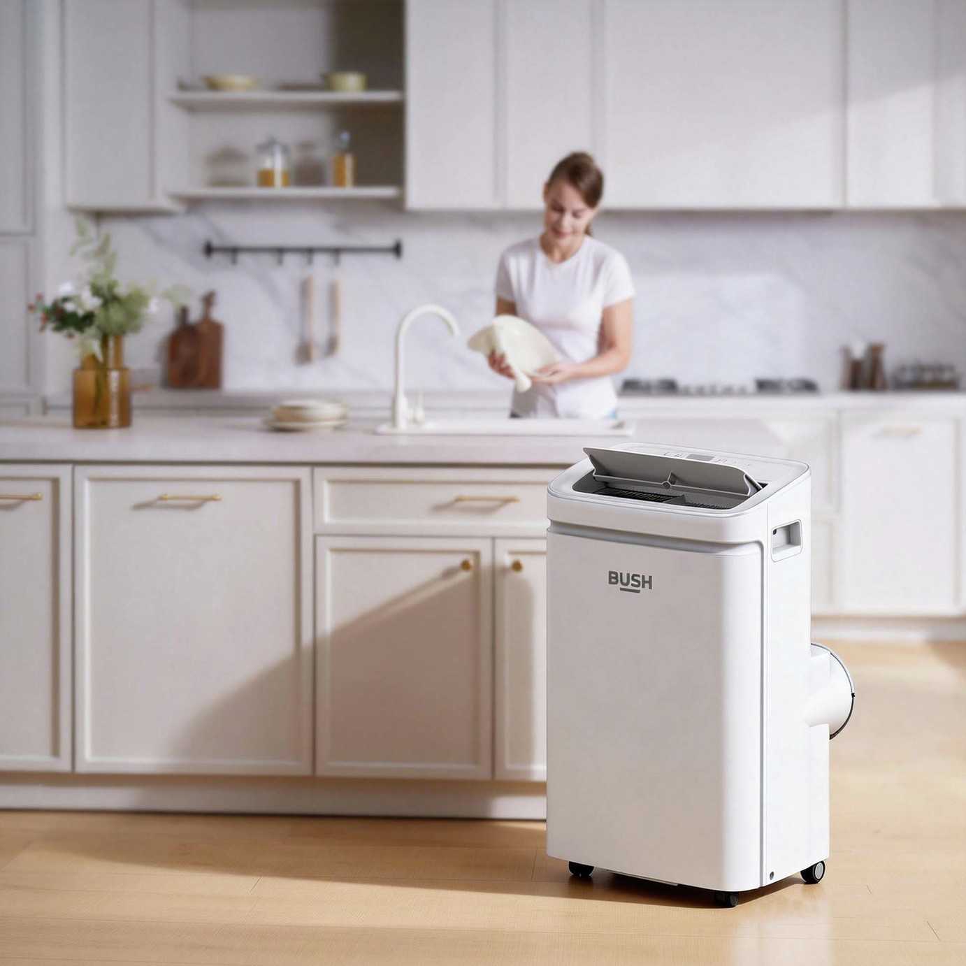 White air conditioning unit in a kitchen