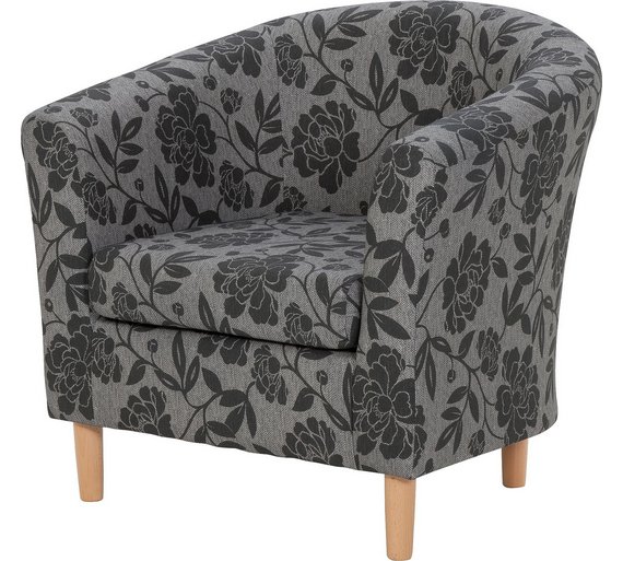 Buy HOME Floral Fabric Tub Chair - Charcoal at Argos.co.uk - Your