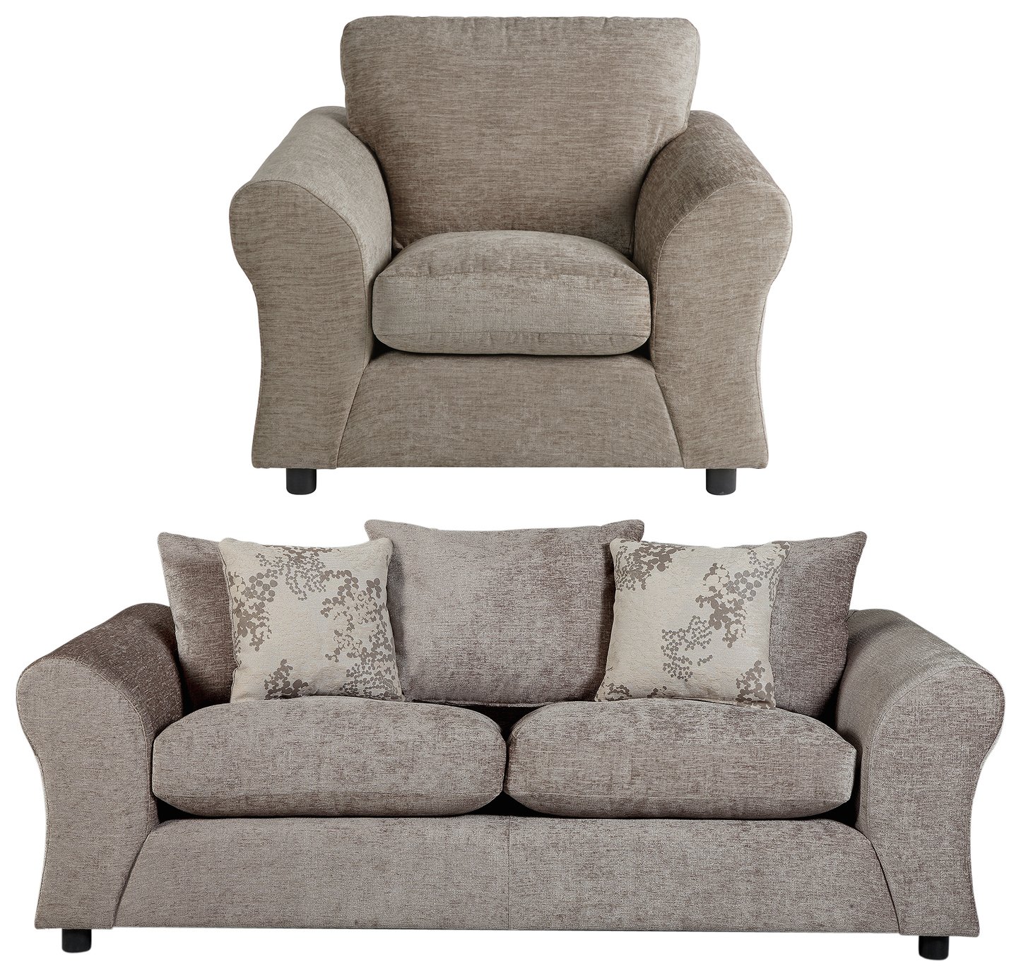 HOME New Clara Fabric 3 Seater Sofa & Chair - Mink Review