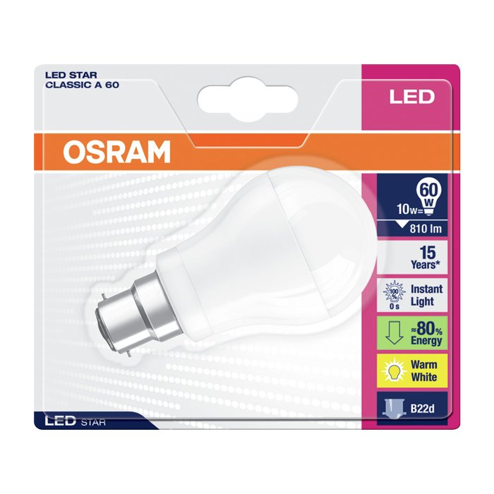 Osram 60W LED Classic BC GLS Bulb - Twin Pack Review