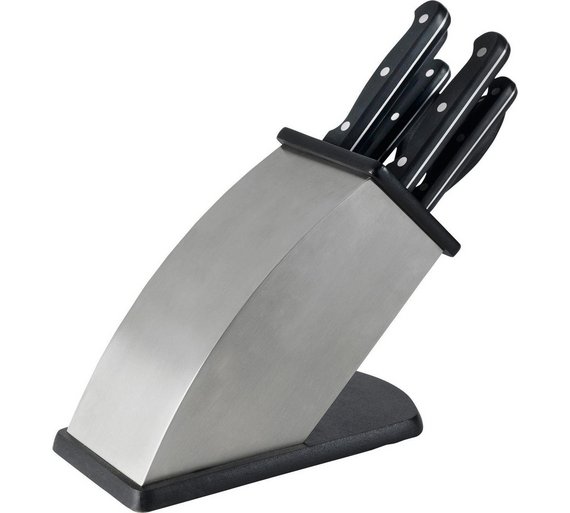 Buy HOME 6 Piece Black and Stainless Steel Knife Block Set at Argos.co